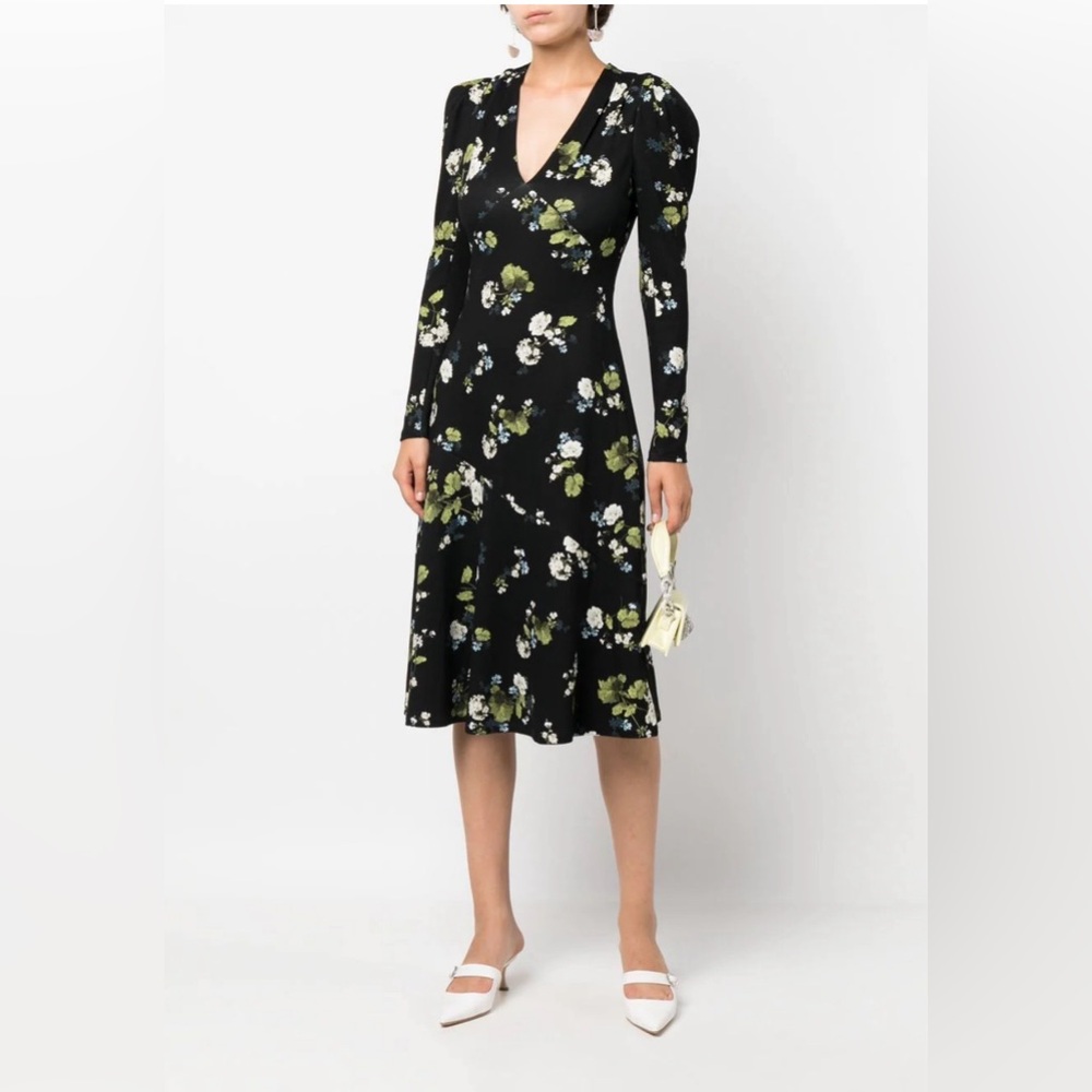 Erdem puff sleeve jersey midi dress